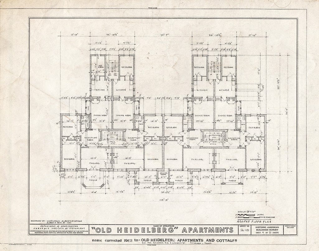 Blueprint HABS PA,2-PITBU,21- (Sheet 4 of 21) - Heidelberg Apartments & Cottages, Braddock Avenue & Waverly Street, Pittsburgh, Allegheny County, PA