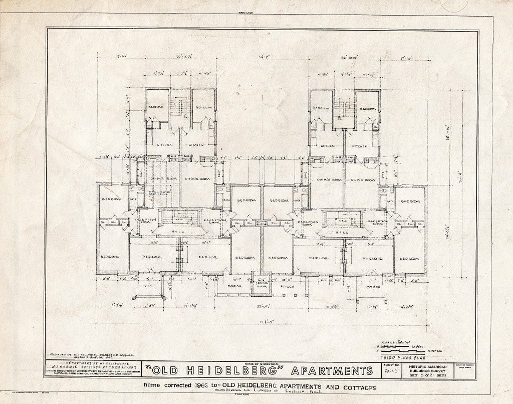 Blueprint HABS PA,2-PITBU,21- (Sheet 5 of 21) - Heidelberg Apartments & Cottages, Braddock Avenue & Waverly Street, Pittsburgh, Allegheny County, PA