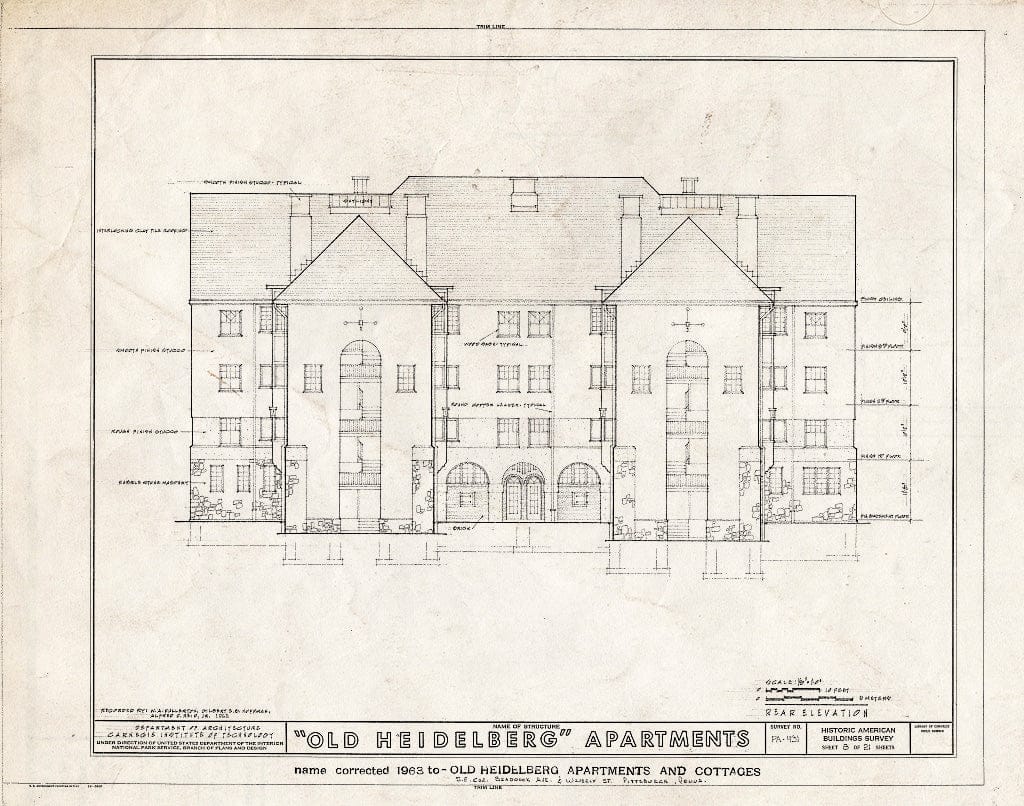 Blueprint HABS PA,2-PITBU,21- (Sheet 8 of 21) - Heidelberg Apartments & Cottages, Braddock Avenue & Waverly Street, Pittsburgh, Allegheny County, PA