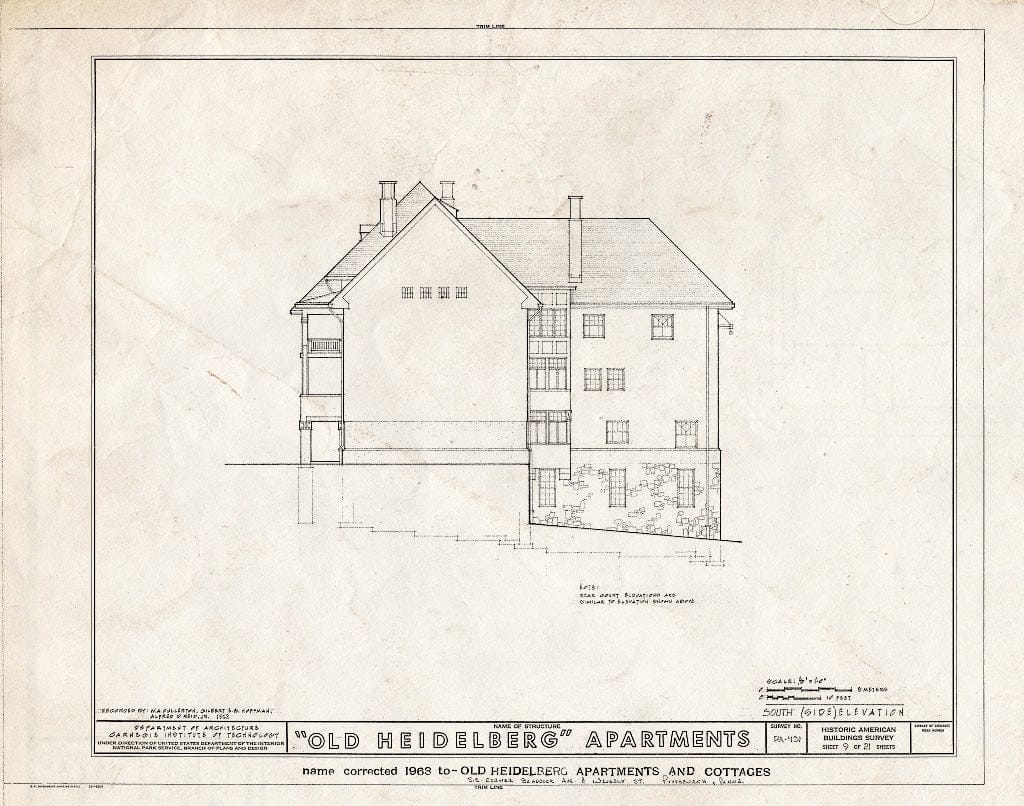 Blueprint HABS PA,2-PITBU,21- (Sheet 9 of 21) - Heidelberg Apartments & Cottages, Braddock Avenue & Waverly Street, Pittsburgh, Allegheny County, PA