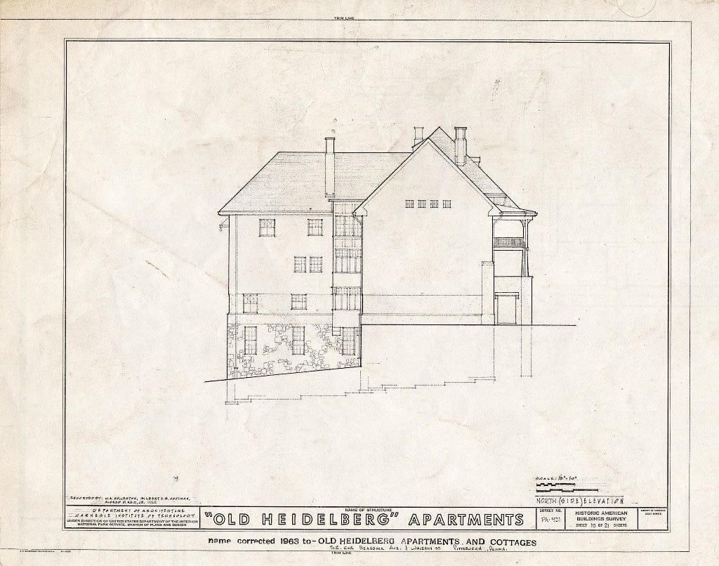 Blueprint HABS PA,2-PITBU,21- (Sheet 10 of 21) - Heidelberg Apartments & Cottages, Braddock Avenue & Waverly Street, Pittsburgh, Allegheny County, PA