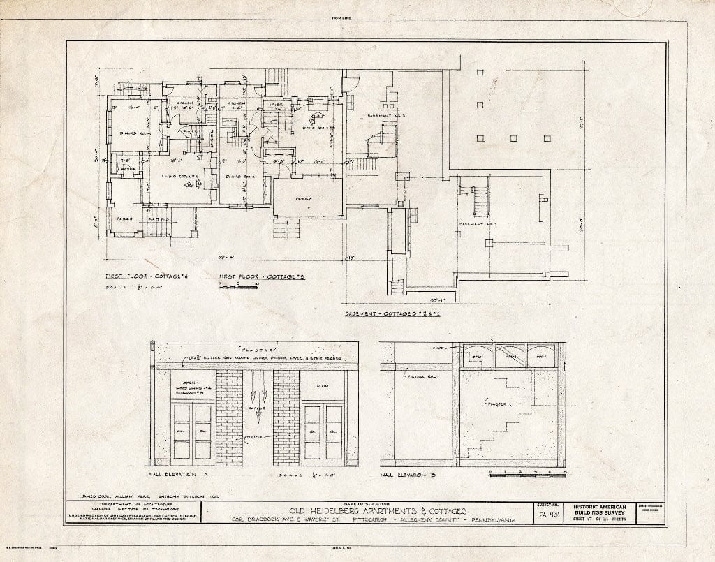 Blueprint HABS PA,2-PITBU,21- (Sheet 17 of 21) - Heidelberg Apartments & Cottages, Braddock Avenue & Waverly Street, Pittsburgh, Allegheny County, PA