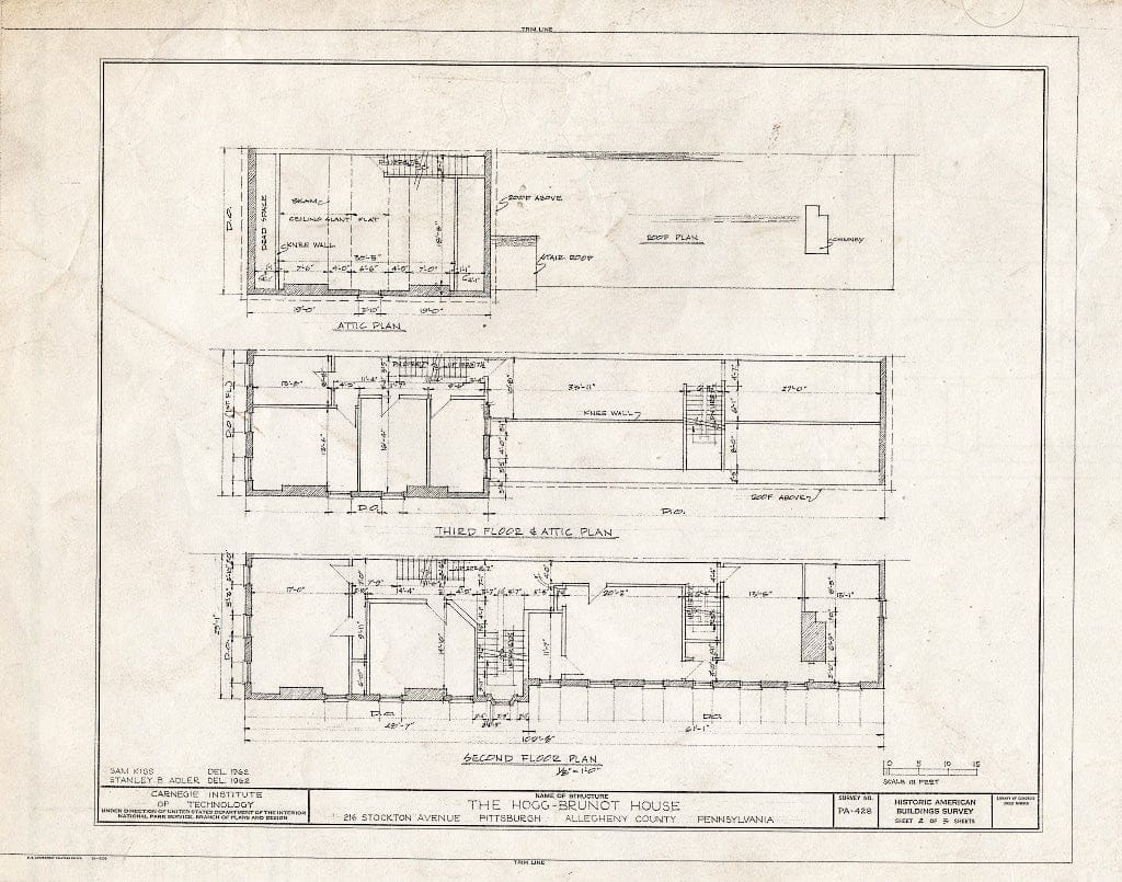 Blueprint HABS PA,2-PITBU,19- (Sheet 2 of 3) - Hogg-Brunot House, 216 Stockton Avenue, Pittsburgh, Allegheny County, PA