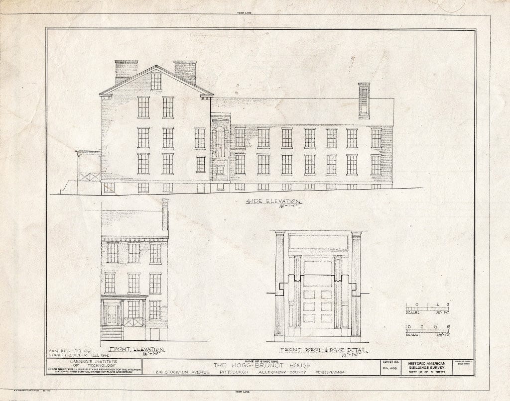 Blueprint HABS PA,2-PITBU,19- (Sheet 3 of 3) - Hogg-Brunot House, 216 Stockton Avenue, Pittsburgh, Allegheny County, PA