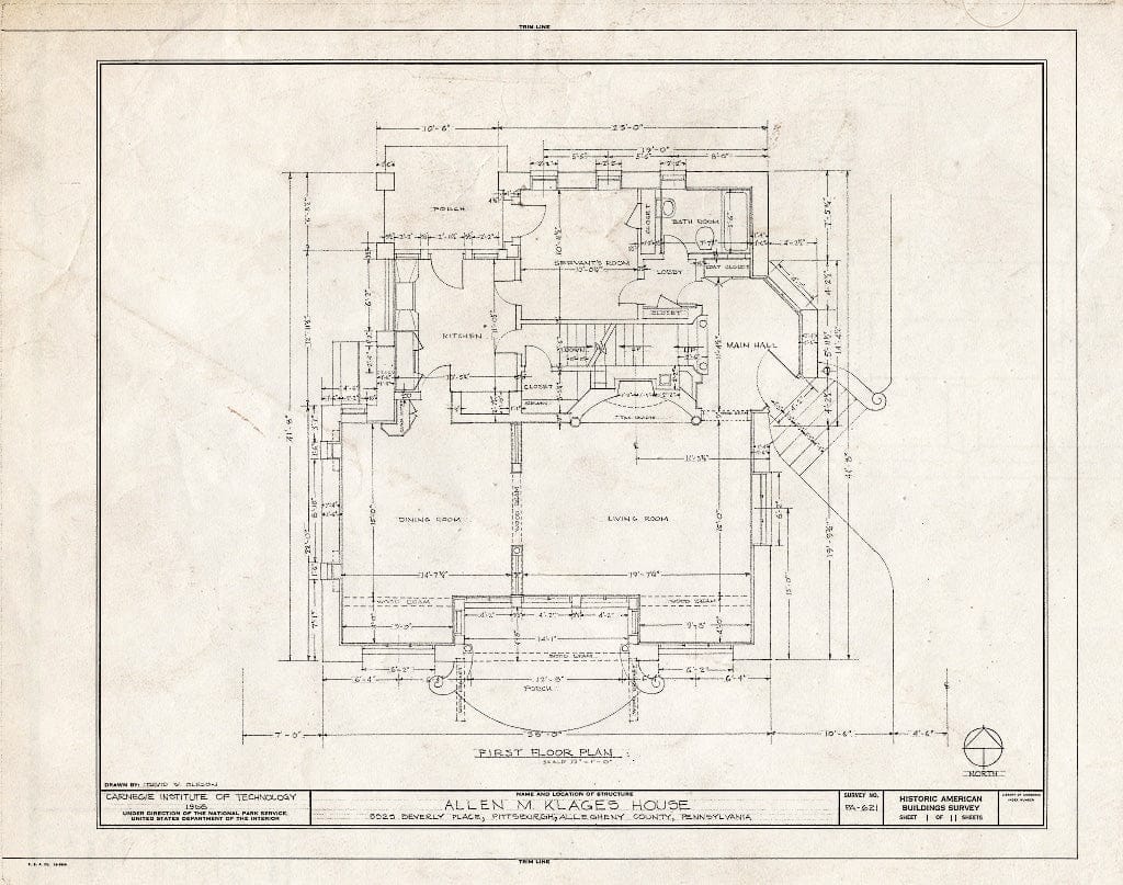 Blueprint HABS PA,2-PITBU,35- (Sheet 1 of 11) - Allen M. Klages House, 5525 Beverly Place, Pittsburgh, Allegheny County, PA