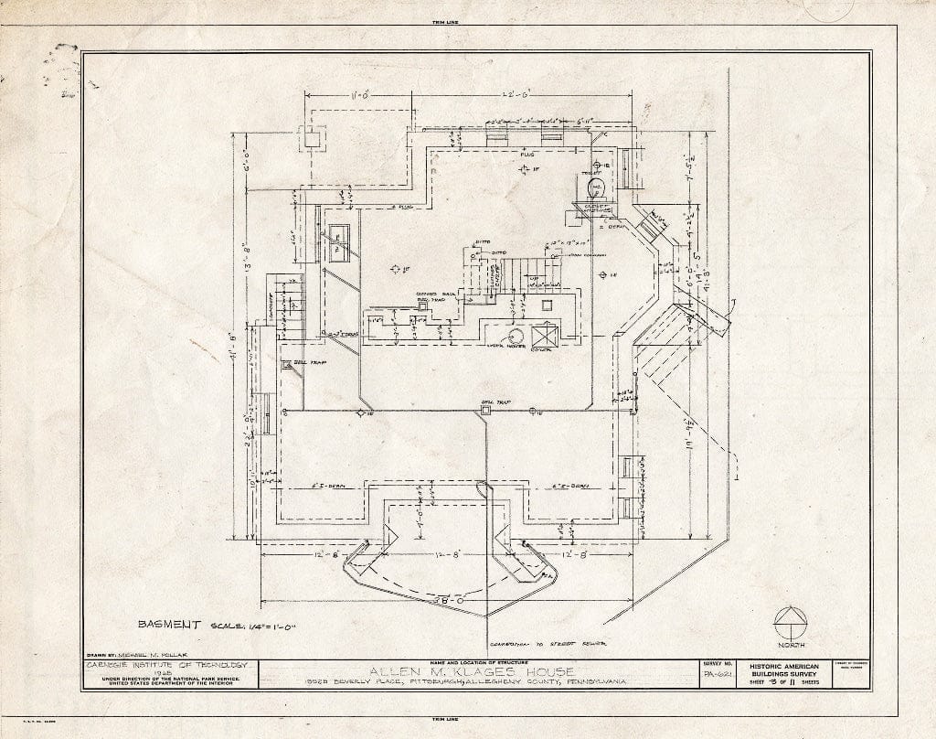 Blueprint HABS PA,2-PITBU,35- (Sheet 3 of 11) - Allen M. Klages House, 5525 Beverly Place, Pittsburgh, Allegheny County, PA
