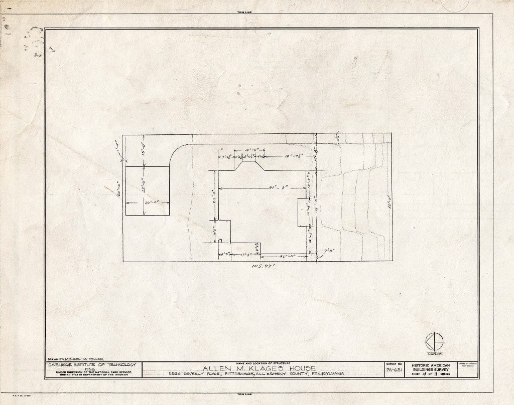 Blueprint HABS PA,2-PITBU,35- (Sheet 4 of 11) - Allen M. Klages House, 5525 Beverly Place, Pittsburgh, Allegheny County, PA