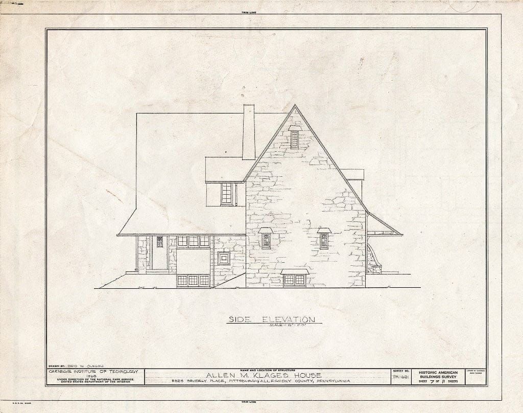 Blueprint HABS PA,2-PITBU,35- (Sheet 7 of 11) - Allen M. Klages House, 5525 Beverly Place, Pittsburgh, Allegheny County, PA