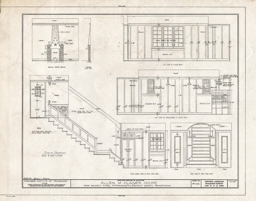 Blueprint HABS PA,2-PITBU,35- (Sheet 11 of 11) - Allen M. Klages House, 5525 Beverly Place, Pittsburgh, Allegheny County, PA