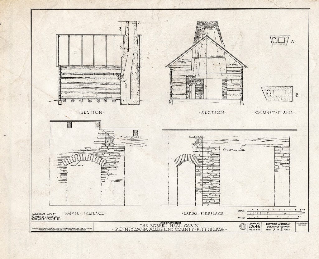 Blueprint HABS PA,2-PITBU,12- (Sheet 2 of 2) - Robert Neal Cabin, Schenley Park, Pittsburgh, Allegheny County, PA