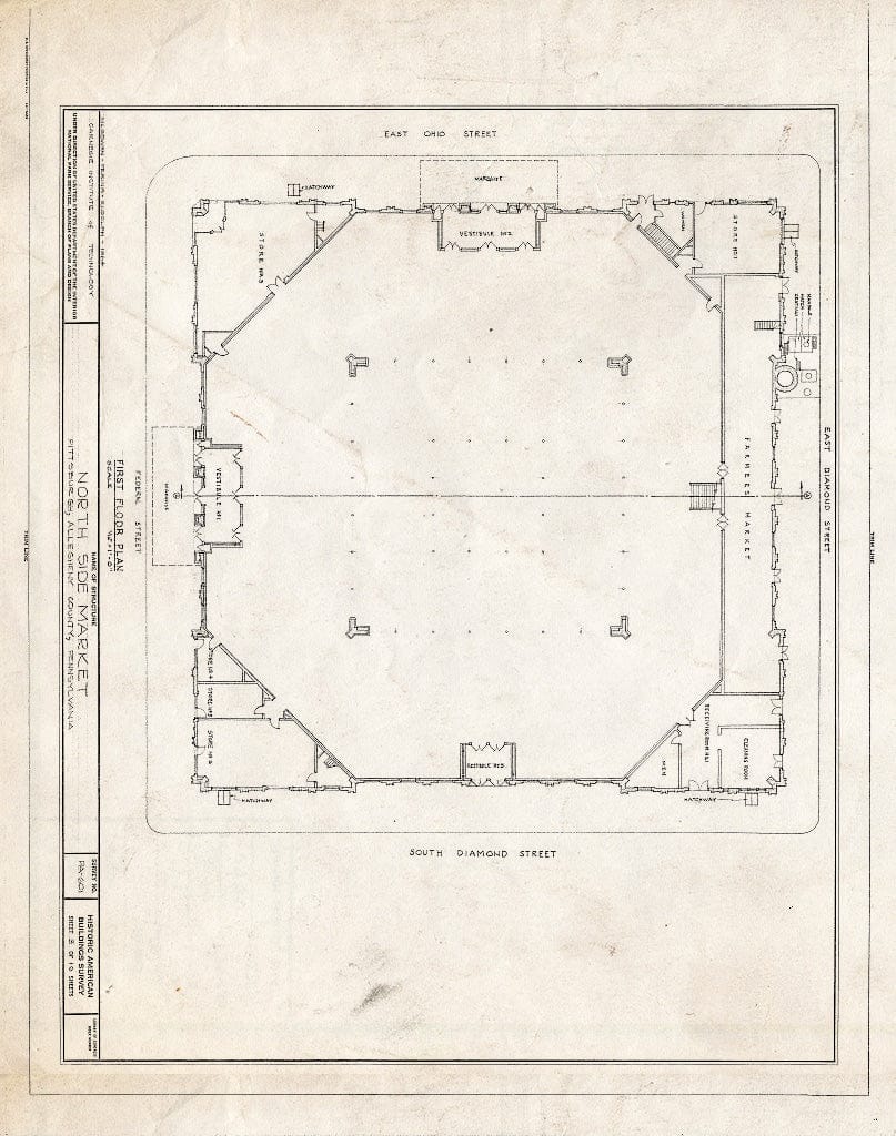 Blueprint HABS PA,2-PITBU,36- (Sheet 3 of 10) - North Side Market, Federal & East Ohio Streets, Pittsburgh, Allegheny County, PA