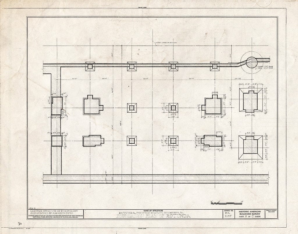 Blueprint HABS PA,2-PITBU,37A- (Sheet 2 of 6) - Pennsylvania Railroad Station Rotunda, Liberty, Grant & Eleventh Streets, Pittsburgh, Allegheny County, PA