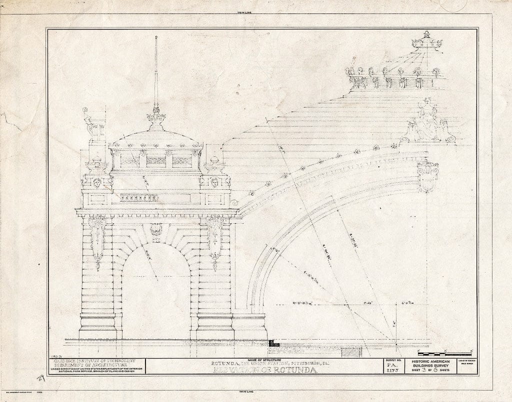 Blueprint HABS PA,2-PITBU,37A- (Sheet 3 of 6) - Pennsylvania Railroad Station Rotunda, Liberty, Grant & Eleventh Streets, Pittsburgh, Allegheny County, PA