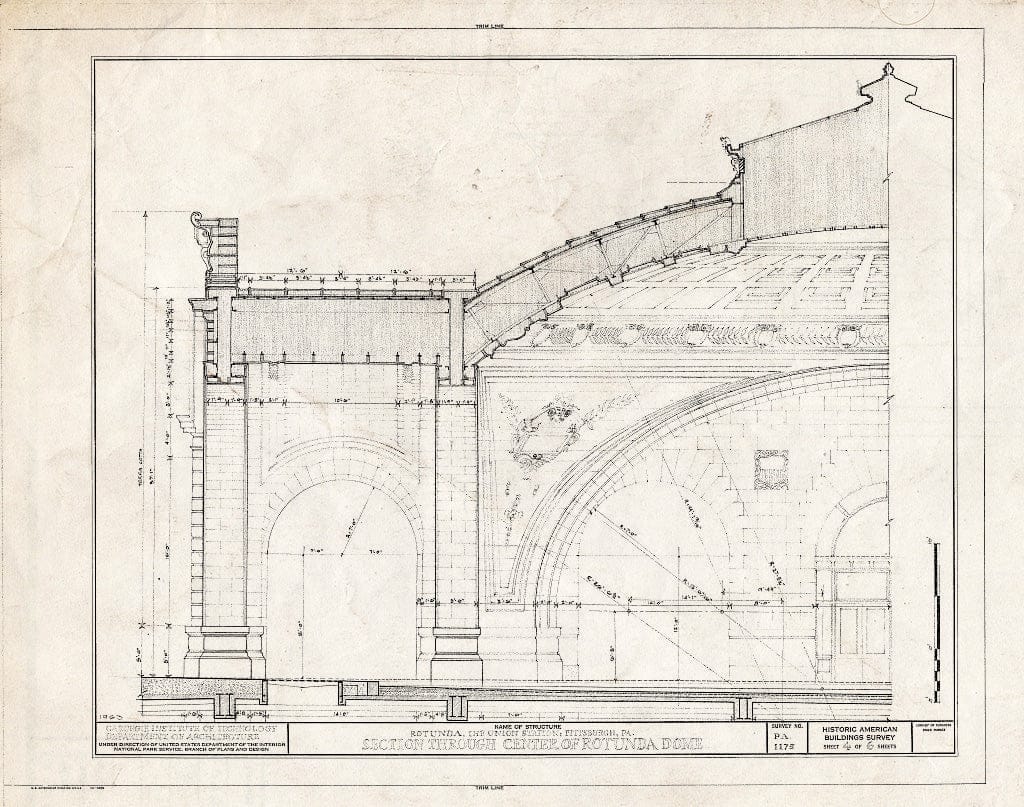 Blueprint HABS PA,2-PITBU,37A- (Sheet 4 of 6) - Pennsylvania Railroad Station Rotunda, Liberty, Grant & Eleventh Streets, Pittsburgh, Allegheny County, PA