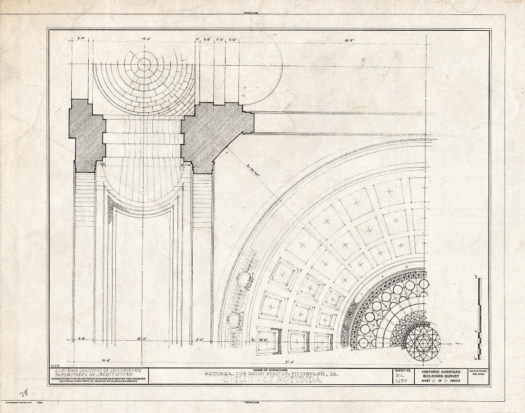 Blueprint HABS PA,2-PITBU,37A- (Sheet 6 of 6) - Pennsylvania Railroad Station Rotunda, Liberty, Grant & Eleventh Streets, Pittsburgh, Allegheny County, PA