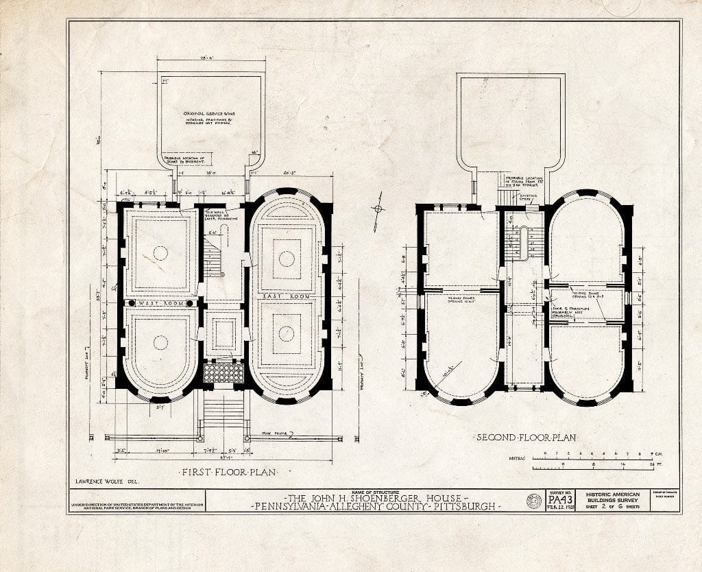 Blueprint HABS PA,2-PITBU,9- (Sheet 2 of 6) - John H. Shoenberger House, 425 Penn Avenue, Pittsburgh, Allegheny County, PA