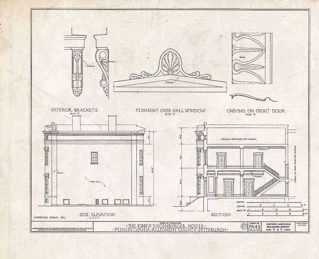 Blueprint HABS PA,2-PITBU,9- (Sheet 3 of 6) - John H. Shoenberger House, 425 Penn Avenue, Pittsburgh, Allegheny County, PA