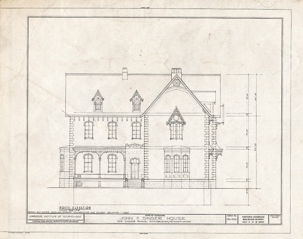 Blueprint HABS PA,2-PITBU,23- (Sheet 4 of 6) - John F. Singer House, 1318 Singer Place, Pittsburgh, Allegheny County, PA