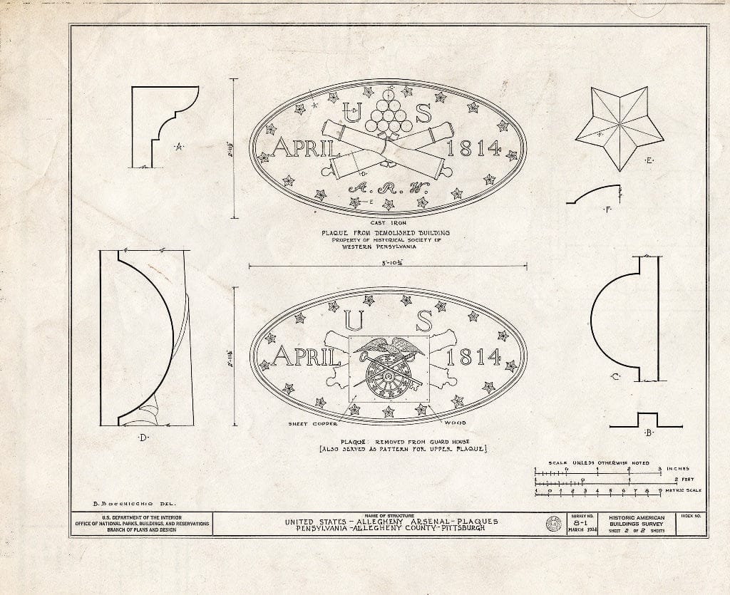 Blueprint HABS PA,2-PITBU,6- (Sheet 2 of 2) - U.S. Allegheny Arsenal, Fortieth, Thirty-Ninth & Butler Streets, Penn Avenue, Pittsburgh, Allegheny County, PA