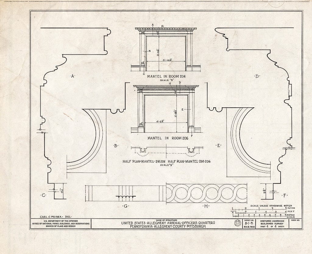 Blueprint HABS PA,2-PITBU,6B- (Sheet 4 of 4) - U.S. Allegheny Arsenal, Officers' Quarters, Thirty-Ninth Street, Pittsburgh, Allegheny County, PA