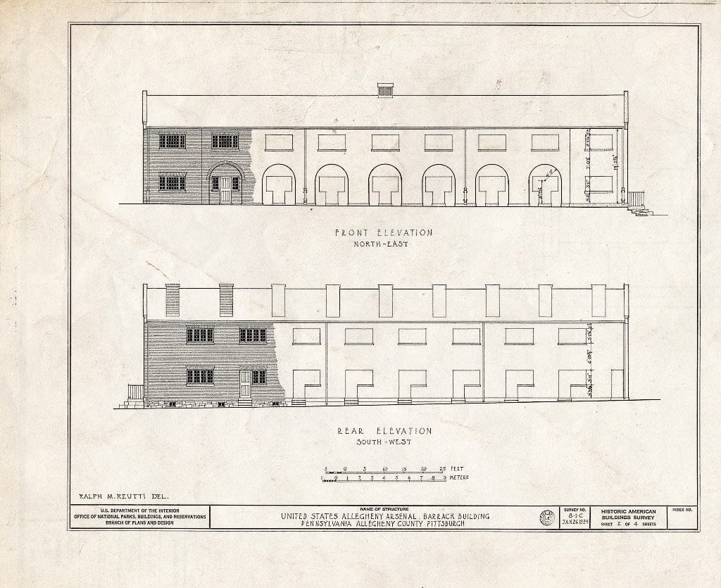 Blueprint HABS PA,2-PITRBU,6C- (Sheet 2 of 4) - U.S. Allegheny Arsenal, Barracks Building, Thirty-Ninth Street, Pittsburgh, Allegheny County, PA