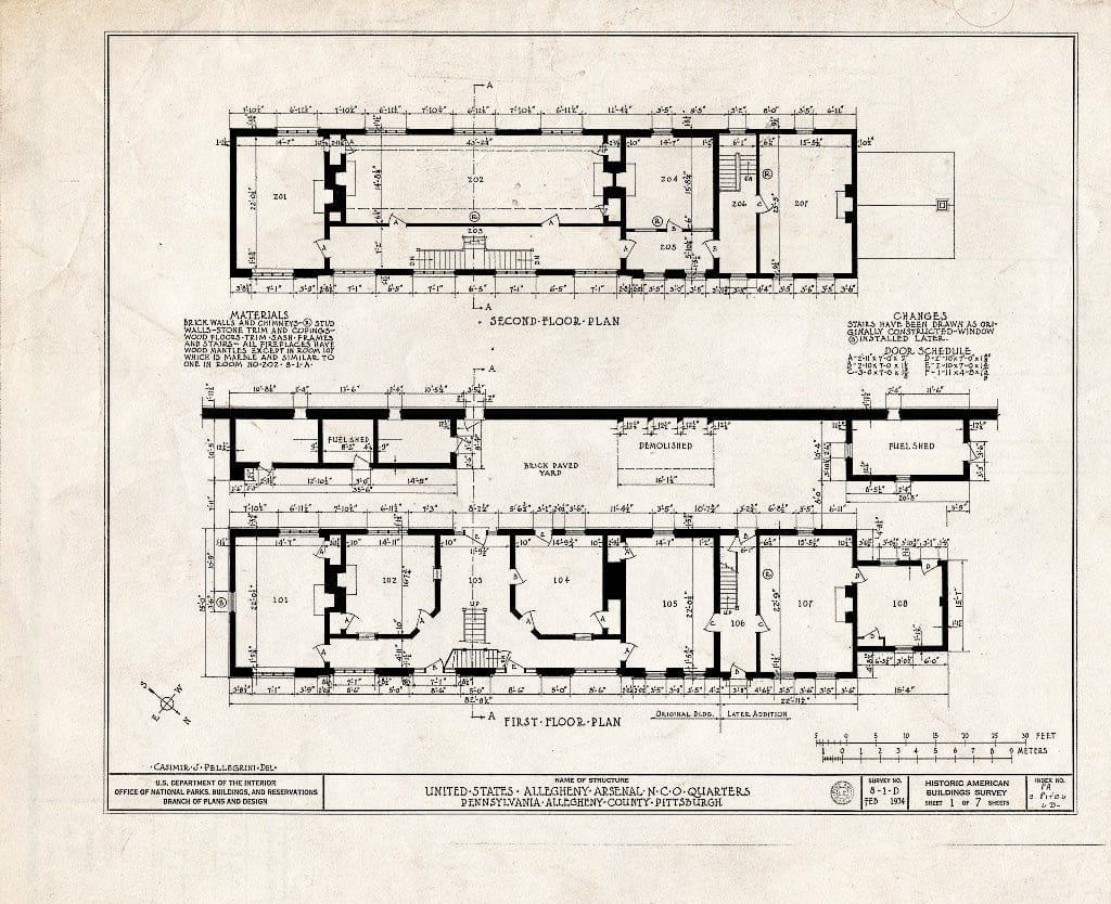 Blueprint HABS PA,2-PITBU,6D- (Sheet 1 of 7) - U.S. Allegheny Arsenal, N. C. O. Quarters, Thirty-Ninth Street, Pittsburgh, Allegheny County, PA
