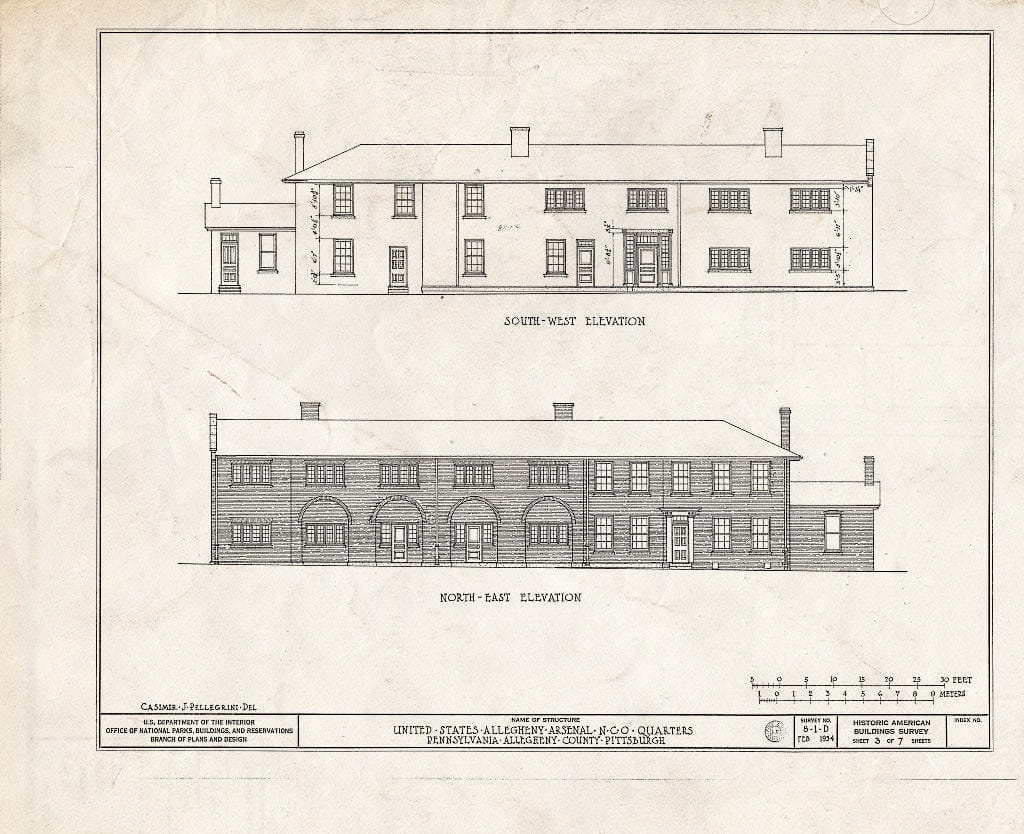 Blueprint HABS PA,2-PITBU,6D- (Sheet 3 of 7) - U.S. Allegheny Arsenal, N. C. O. Quarters, Thirty-Ninth Street, Pittsburgh, Allegheny County, PA