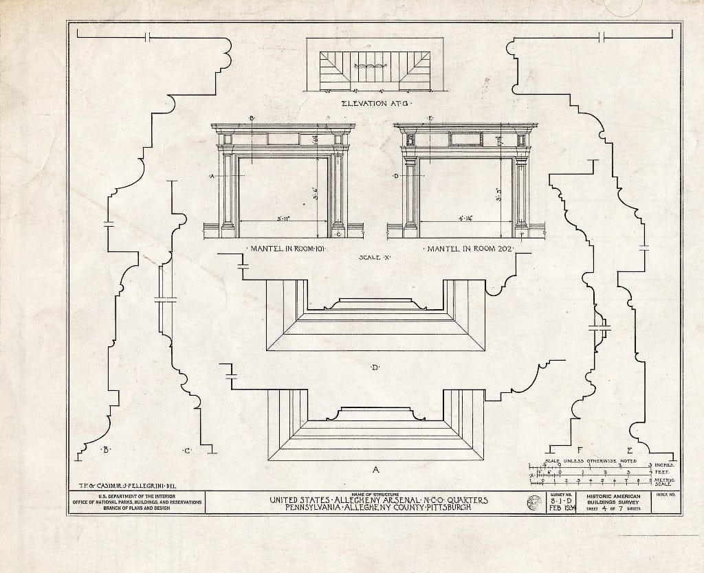 Blueprint HABS PA,2-PITBU,6D- (Sheet 4 of 7) - U.S. Allegheny Arsenal, N. C. O. Quarters, Thirty-Ninth Street, Pittsburgh, Allegheny County, PA