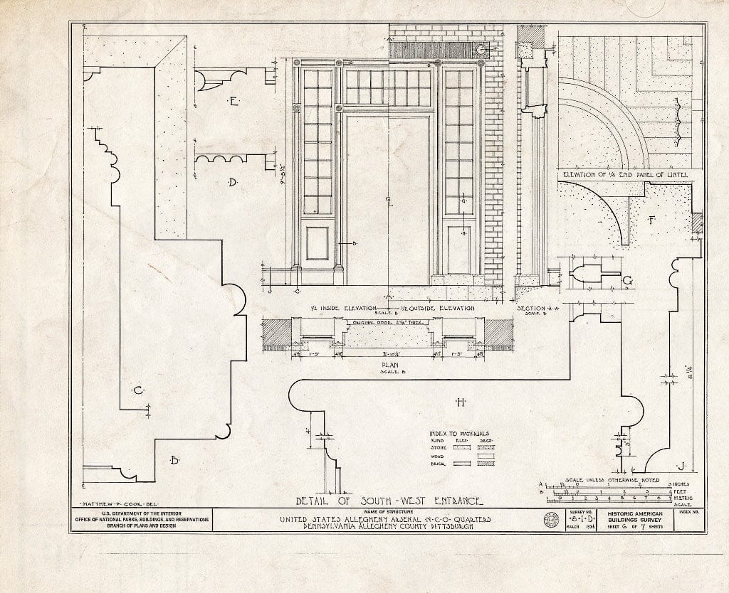 Blueprint HABS PA,2-PITBU,6D- (Sheet 6 of 7) - U.S. Allegheny Arsenal, N. C. O. Quarters, Thirty-Ninth Street, Pittsburgh, Allegheny County, PA