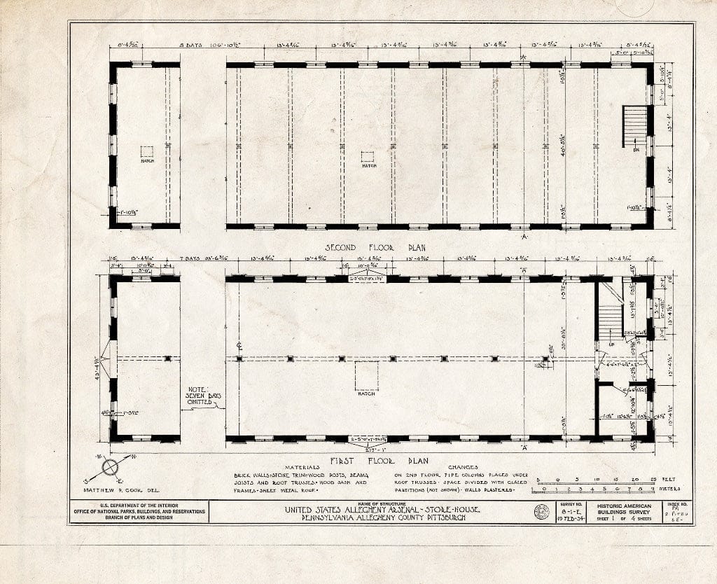 Blueprint HABS PA,2-PITBU,6E- (Sheet 1 of 4) - U.S. Allegheny Arsenal, Storehouse No. 2, Pittsburgh, Allegheny County, PA