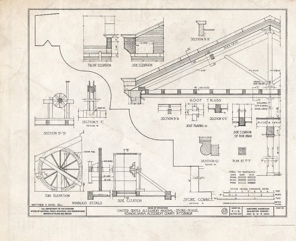 Blueprint HABS PA,2-PITBU,6E- (Sheet 3 of 4) - U.S. Allegheny Arsenal, Storehouse No. 2, Pittsburgh, Allegheny County, PA