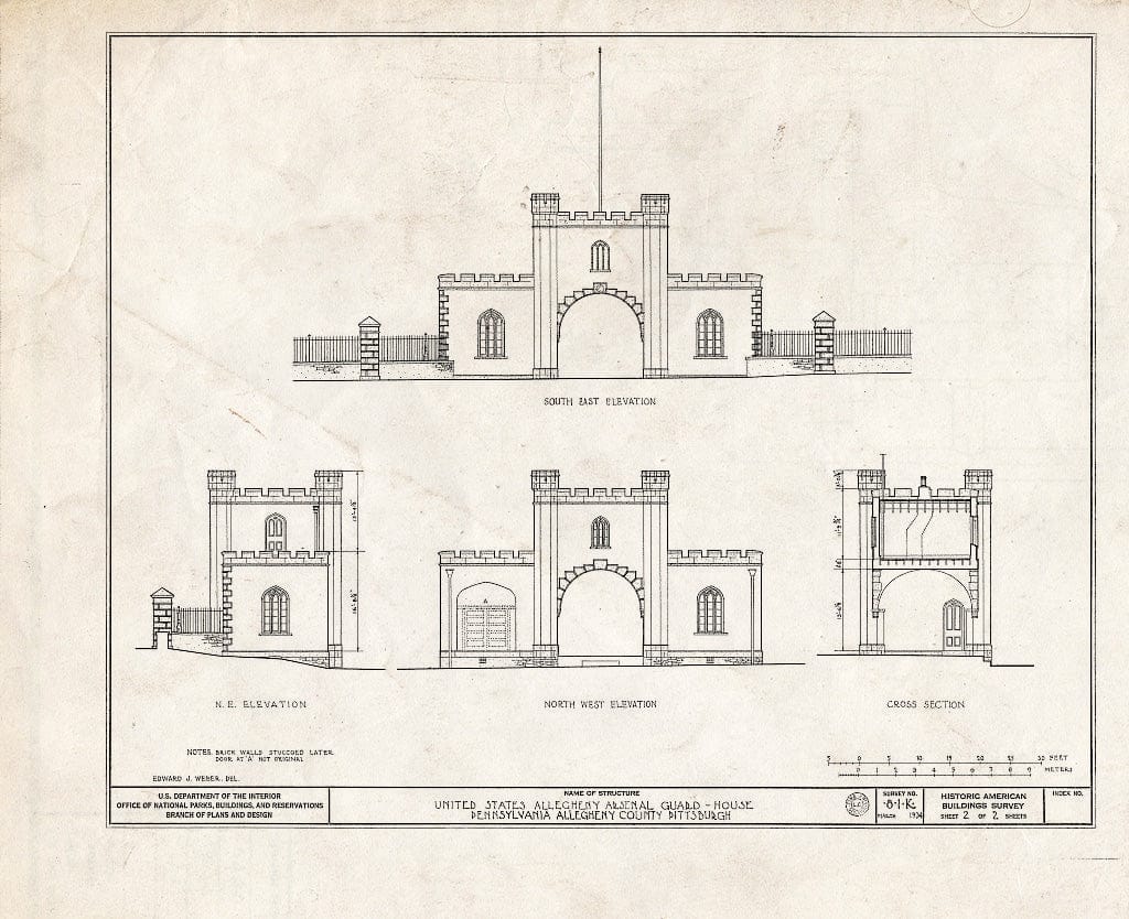 Blueprint HABS PA,2-PITBU,6K- (Sheet 2 of 2) - U.S. Allegheny Arsenal, Guardhouse, Butler Street, Pittsburgh, Allegheny County, PA