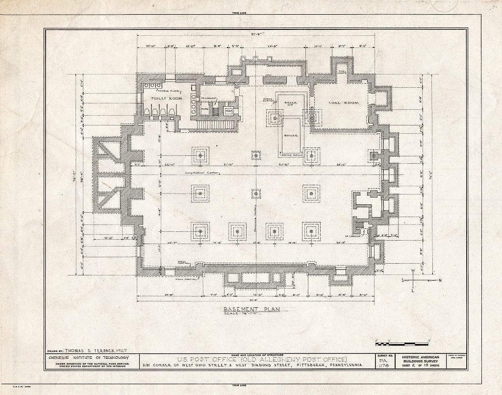 Blueprint HABS PA,2-PITBU,25- (Sheet 2 of 13) - U. S. Allegheny Post Office, Ohio Street, Pittsburgh, Allegheny County, PA