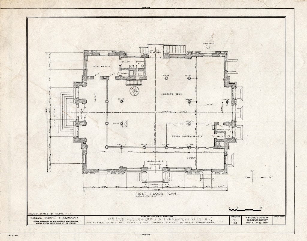 Blueprint HABS PA,2-PITBU,25- (Sheet 3 of 13) - U. S. Allegheny Post Office, Ohio Street, Pittsburgh, Allegheny County, PA