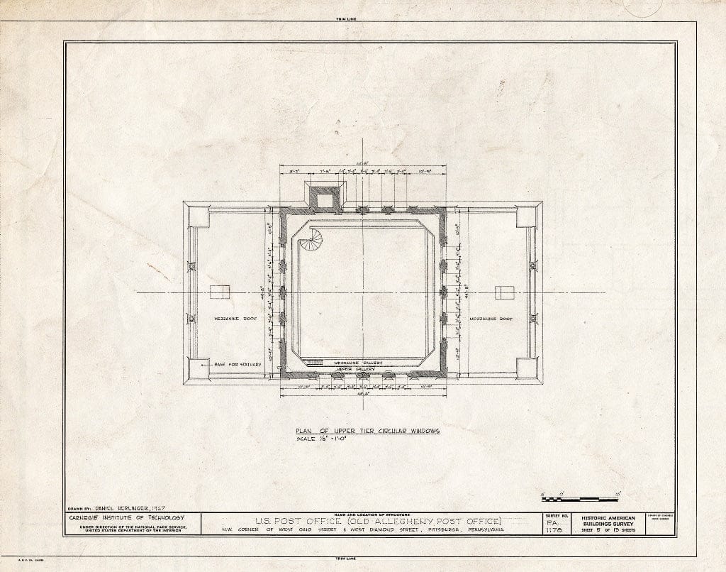 Blueprint HABS PA,2-PITBU,25- (Sheet 5 of 13) - U. S. Allegheny Post Office, Ohio Street, Pittsburgh, Allegheny County, PA