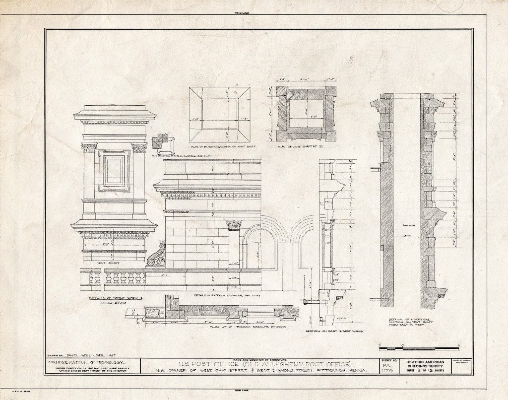 Blueprint HABS PA,2-PITBU,25- (Sheet 13 of 13) - U. S. Allegheny Post Office, Ohio Street, Pittsburgh, Allegheny County, PA