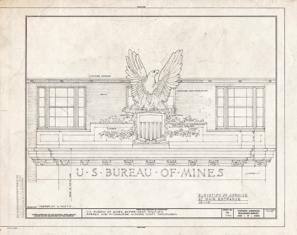 Blueprint HABS PA,2-PITBU,39- (Sheet 1 of 1) - U. S. Bureau of Mines, Experimentation Station, Forbes Avevue, Pittsburgh, Allegheny County, PA