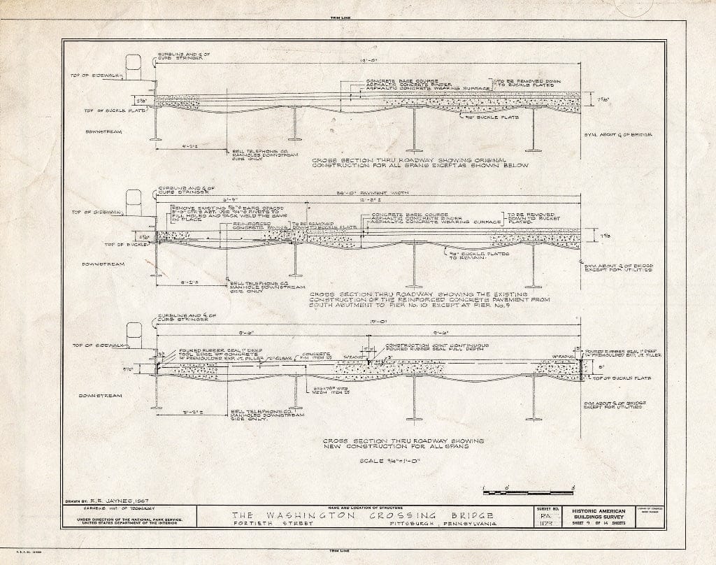 Blueprint HABS PA,2-PITBU,26- (Sheet 9 of 14) - Washington Crossing Bridge, Fortieth Street, Pittsburgh, Allegheny County, PA