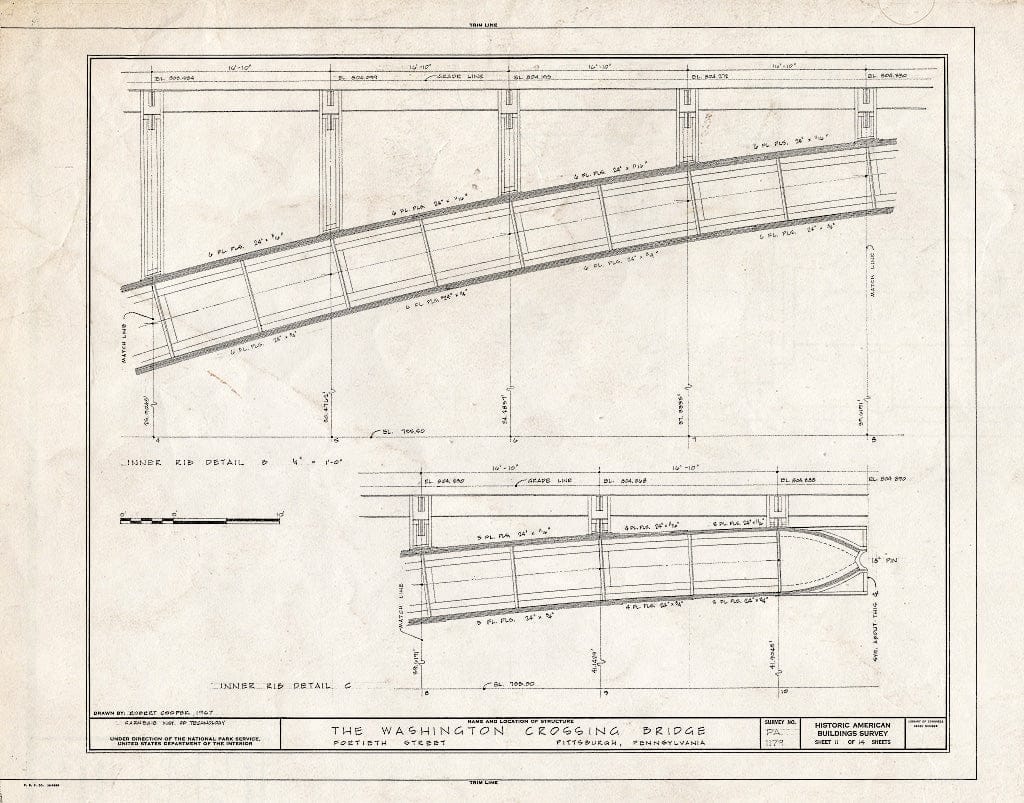 Blueprint HABS PA,2-PITBU,26- (Sheet 11 of 14) - Washington Crossing Bridge, Fortieth Street, Pittsburgh, Allegheny County, PA