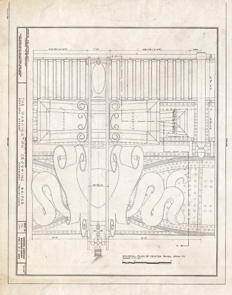 Blueprint HABS PA,2-PITBU,26- (Sheet 13 of 14) - Washington Crossing Bridge, Fortieth Street, Pittsburgh, Allegheny County, PA