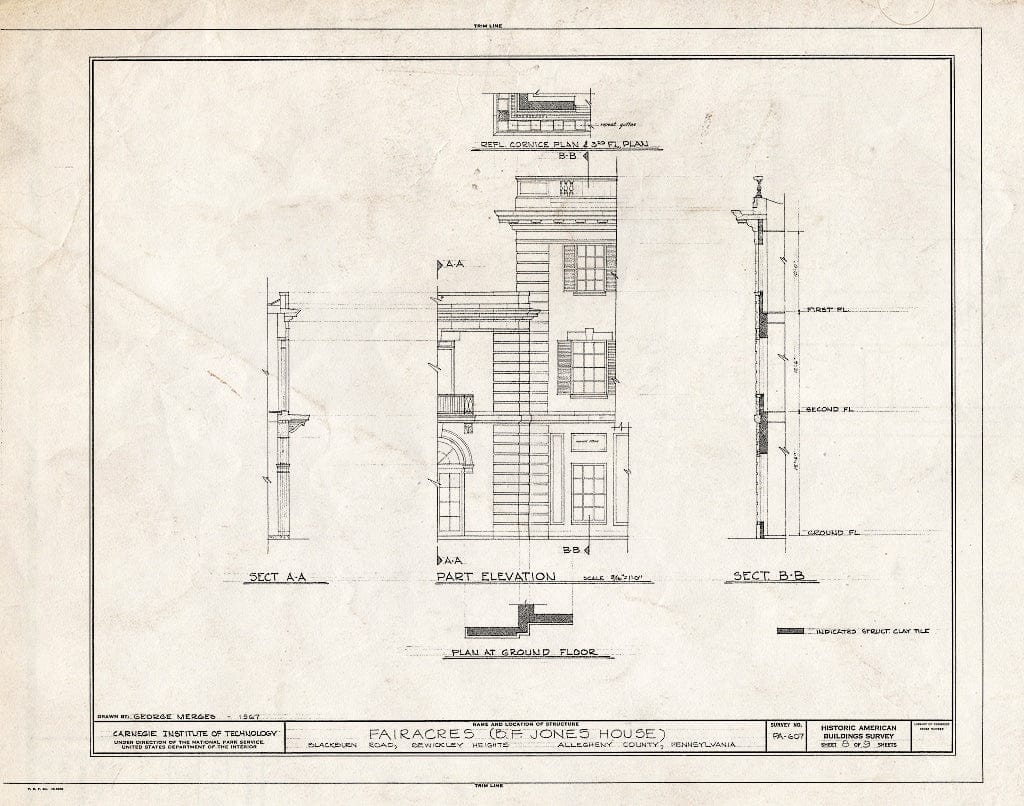 Blueprint HABS PA,2-SEWICH,1- (Sheet 8 of 9) - Fairacres, Blackburn Road, Sewickley Heights, Allegheny County, PA