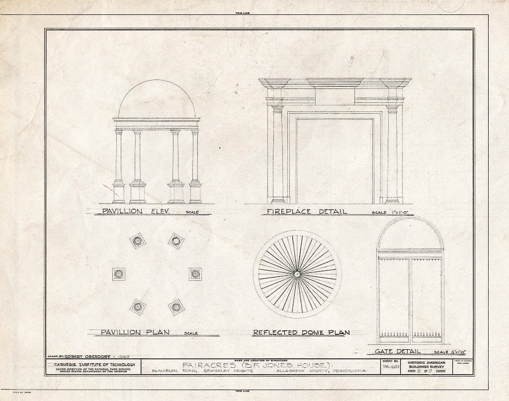 Blueprint HABS PA,2-SEWICH,1- (Sheet 9 of 9) - Fairacres, Blackburn Road, Sewickley Heights, Allegheny County, PA