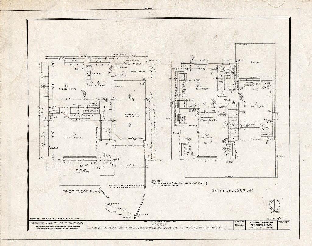 Blueprint HABS PA,2-SWISV,1- (Sheet 2 of 4) - Trevanion Avenue (House), Trevanion & Milton Avenues, Swissvale, Allegheny County, PA