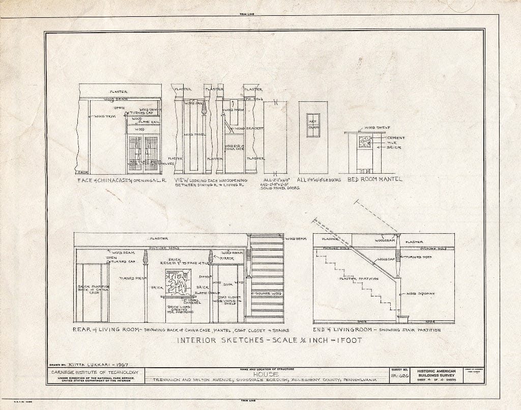 Blueprint HABS PA,2-SWISV,1- (Sheet 4 of 4) - Trevanion Avenue (House), Trevanion & Milton Avenues, Swissvale, Allegheny County, PA