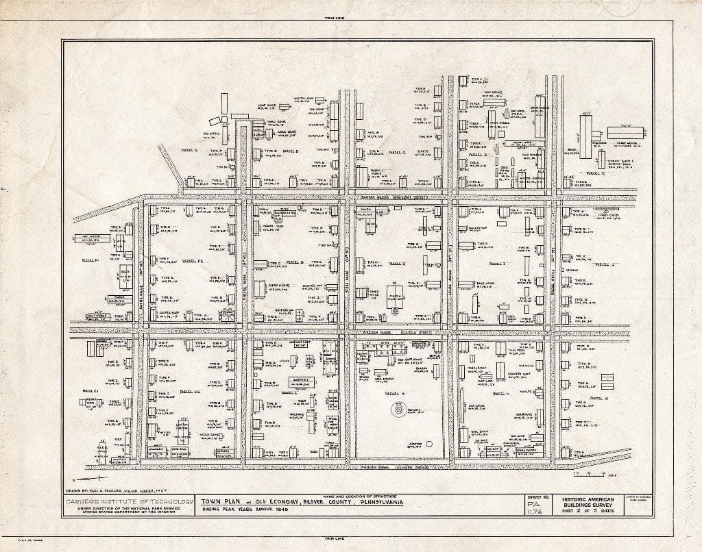 Blueprint HABS PA,4-AMB,1- (Sheet 2 of 5) - Economy Town Plan, Ambridge, Beaver County, PA