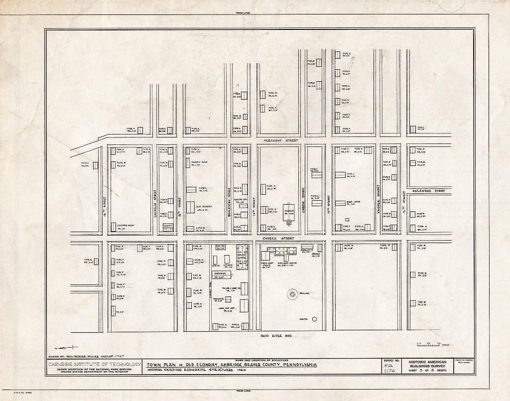 Blueprint HABS PA,4-AMB,1- (Sheet 3 of 5) - Economy Town Plan, Ambridge, Beaver County, PA