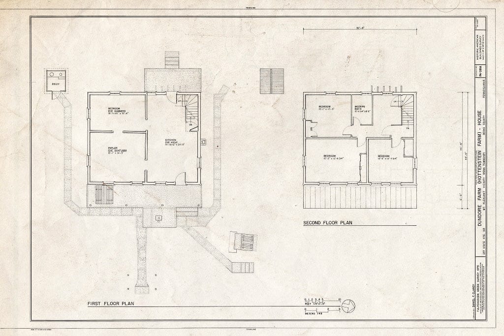 Blueprint HABS PA,6-MTPLES.V,7A- (Sheet 1 of 2) - Dundore Farm, House, State Route 183 Vicinity (Penn Township), Mount Pleasant, Berks County, PA