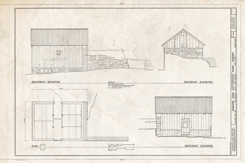 Blueprint HABS PA,6-MTPLES.V,7D- (Sheet 1 of 1) - Dundore Farm, Granary, State Route 183 Vicinity (Penn Township), Mount Pleasant, Berks County, PA