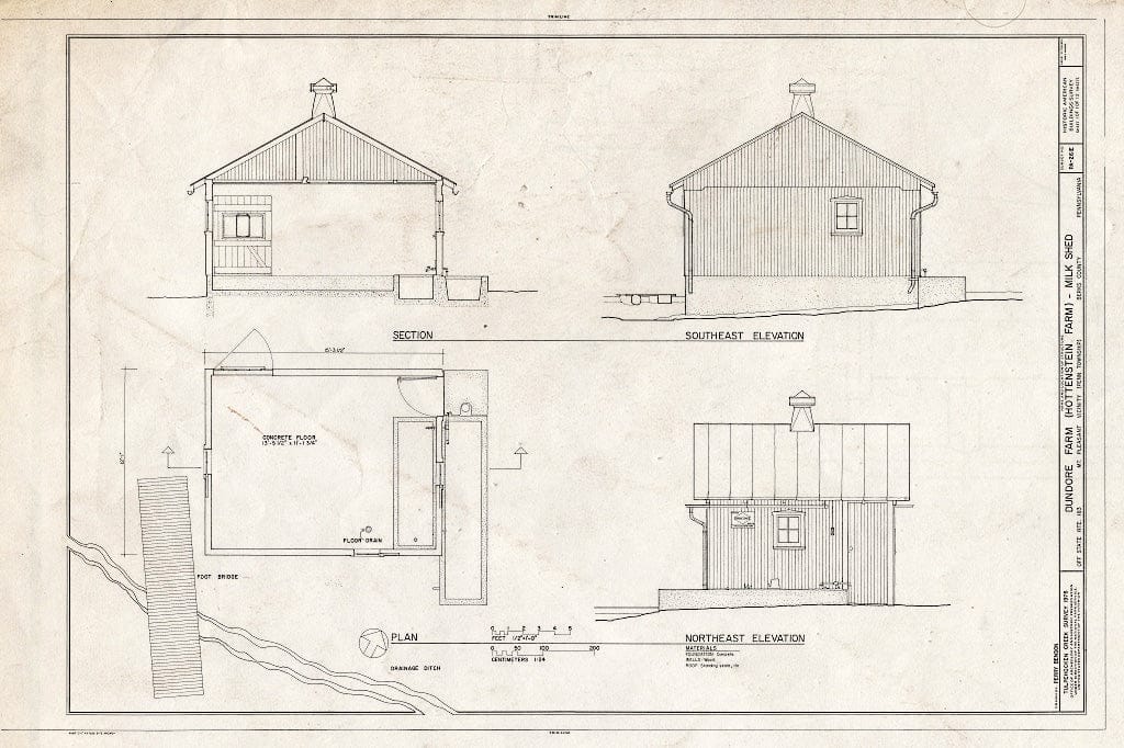 Blueprint HABS PA,6-MTPLES.V,7E- (Sheet 1 of 1) - Dundore Farm, Milk Shed, State Route 183 vicinty (Penn Township), Mount Pleasant, Berks County, PA