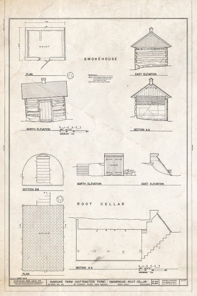 Blueprint HABS PA,6-MTPLES.V,7G- (Sheet 1 of 1) - Dundore Farm, Smokehouse, State Route 183 vicinty (Penn Township), Mount Pleasant, Berks County, PA